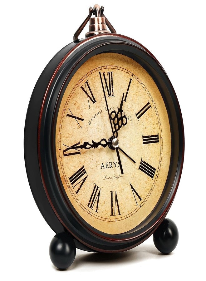 AERYS Table Clock Retro Twin Bell Metal Frame Alarm Clock & Silent Motion, High Volume Bedside Luminous Alarm for Bedroom/Office (Roman Vintage), Analog, 13 Cm, 17.5 Cm, Roman Alarm Clock, Brown - Image 1